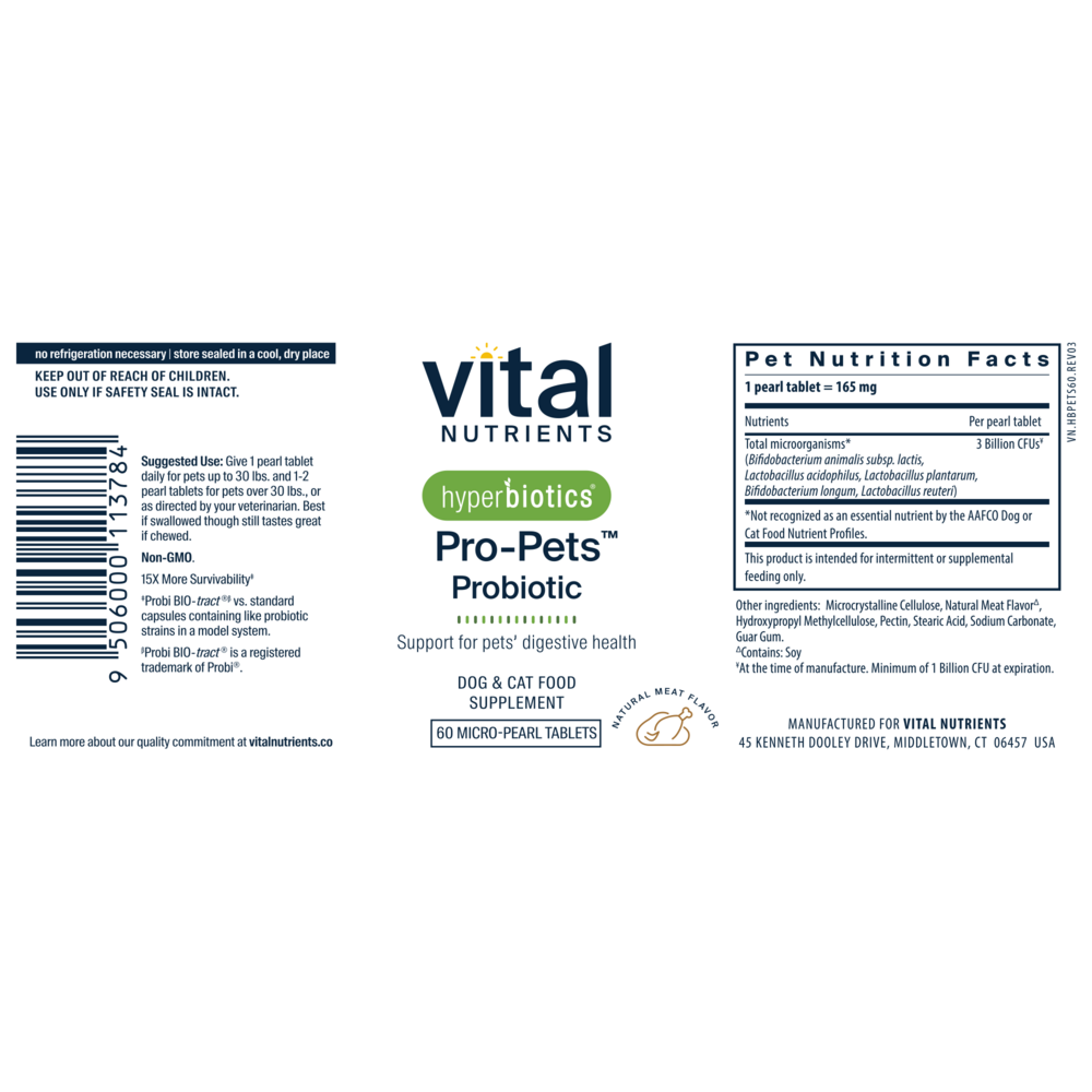 Hyperbiotics Pro-Pets™ Probiotic 60 ct Curated Wellness