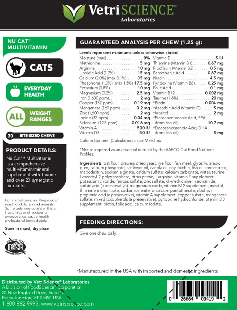 NuCat MultiVitamin 30 chew tabs Curated Wellness