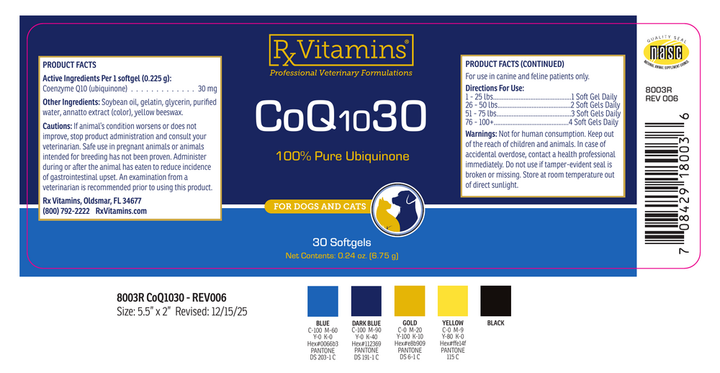 CoQ10 30 for Dogs & Cats 30 gels