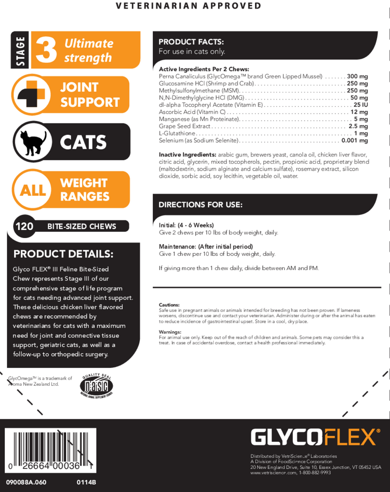 Glyco-Flex III Feline Bite Sized 60 chew Curated Wellness