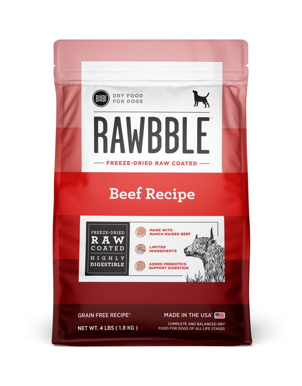 Bixbi Rawbble Freeze Dried Coated Beef Kibble Recipe for Dogs