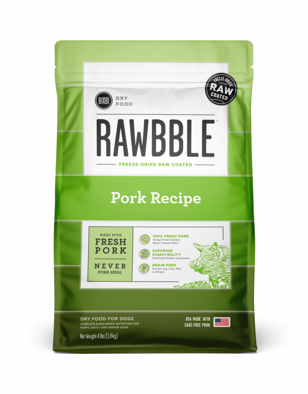 Bixbi Rawbble Kibble Grain Free Pork Dog Food