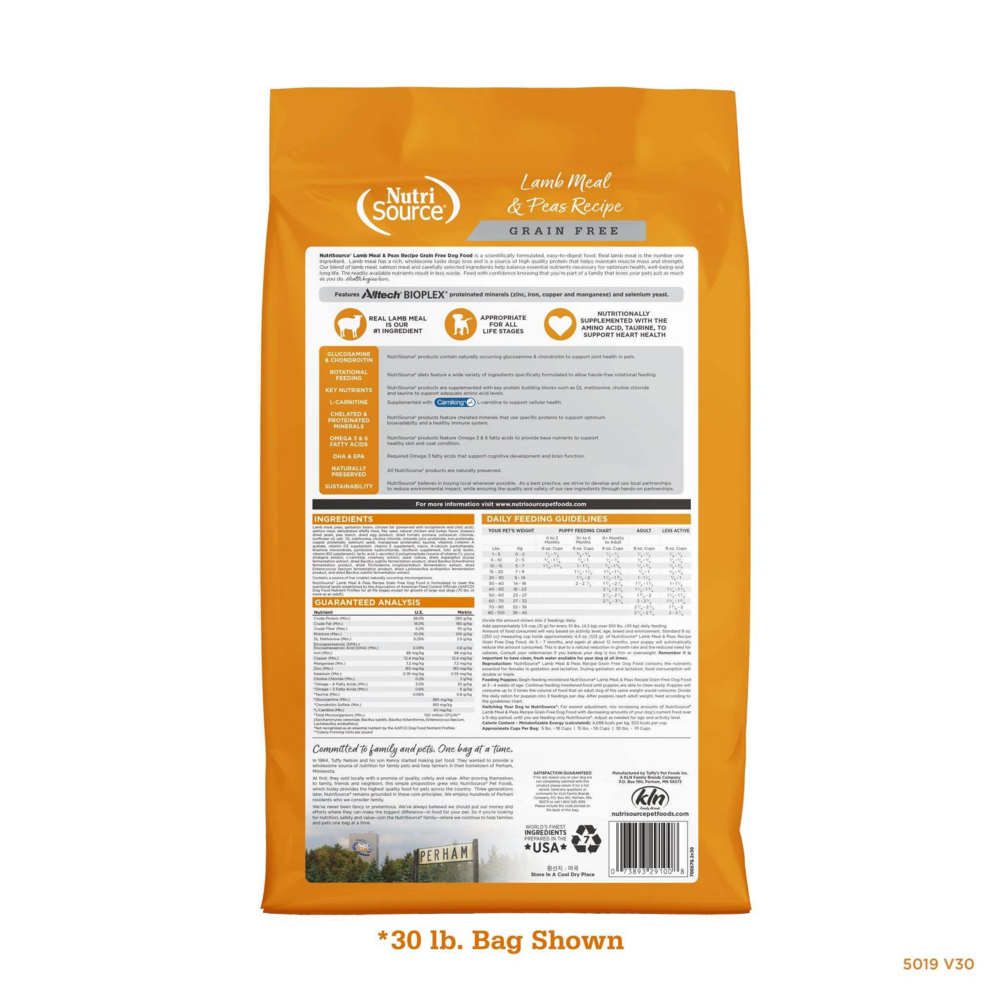Nutrisource Grain Free Lamb Meal & Pea Dog Food