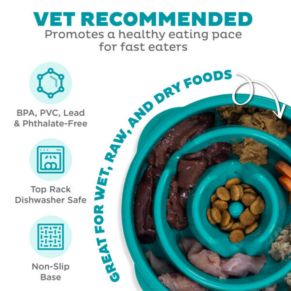 Outward Hound Fun Feeder Turquoise Drop Dog Bowl