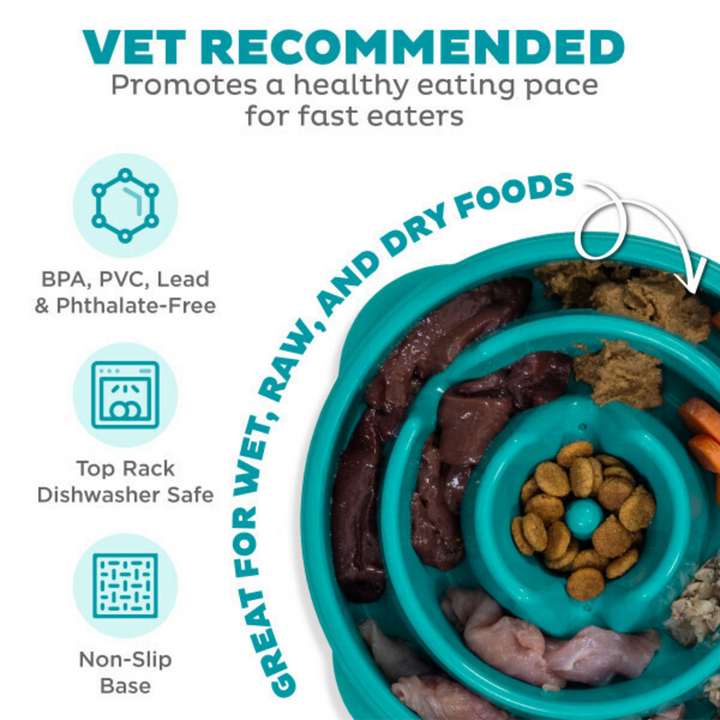 Outward Hound Fun Feeder Turquoise Drop Dog Bowl