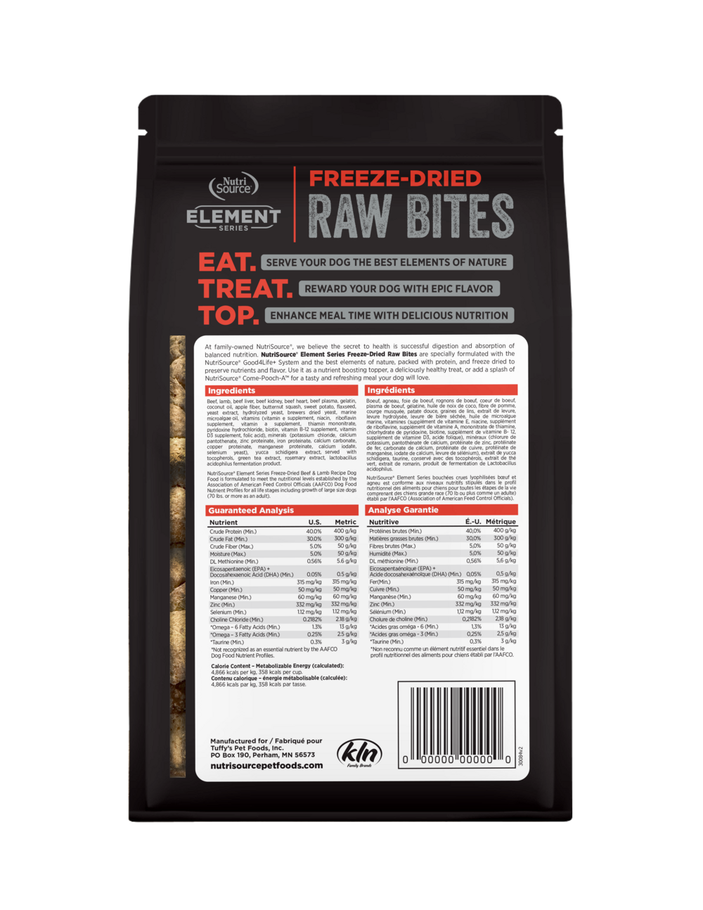 NutriSource Element Series Freeze Dried Raw Bites Beef and Lamb Recipe