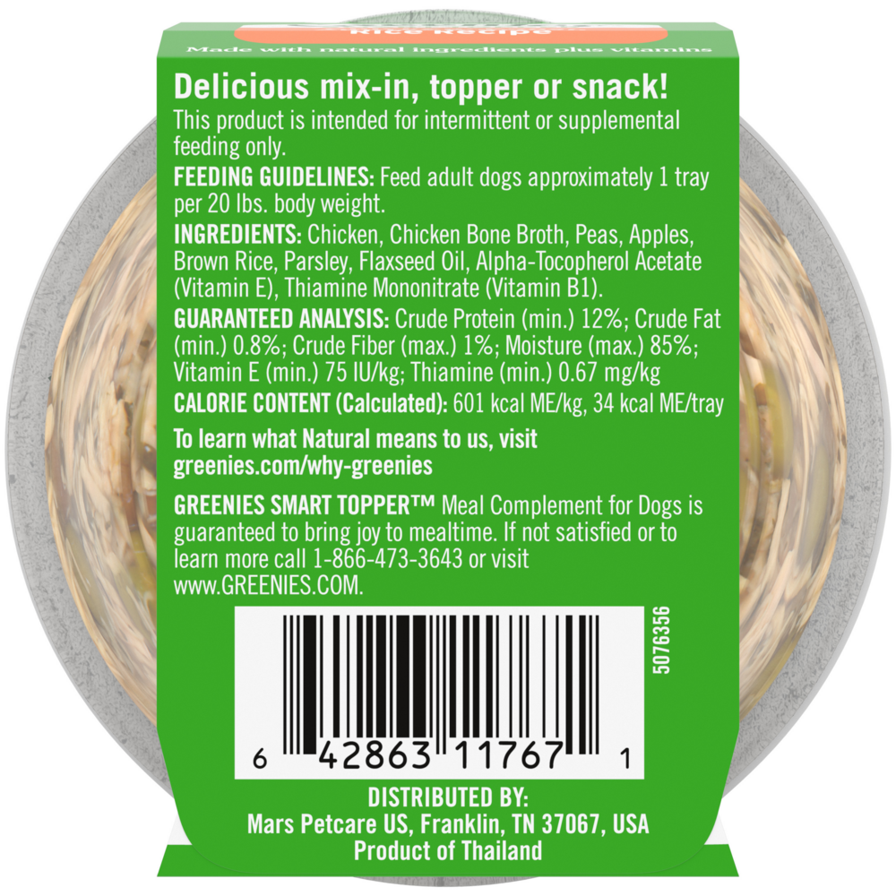 Greenies Chicken Apple Brown Rice and Peas in Bone Broth Wet Dog Food Topper