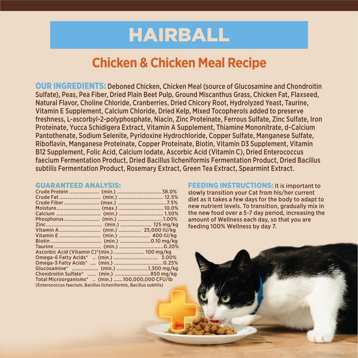 Wellness CORE  Hairball Grain Free Adult Dry Cat Food Chicken & Chicken Meal Recipe