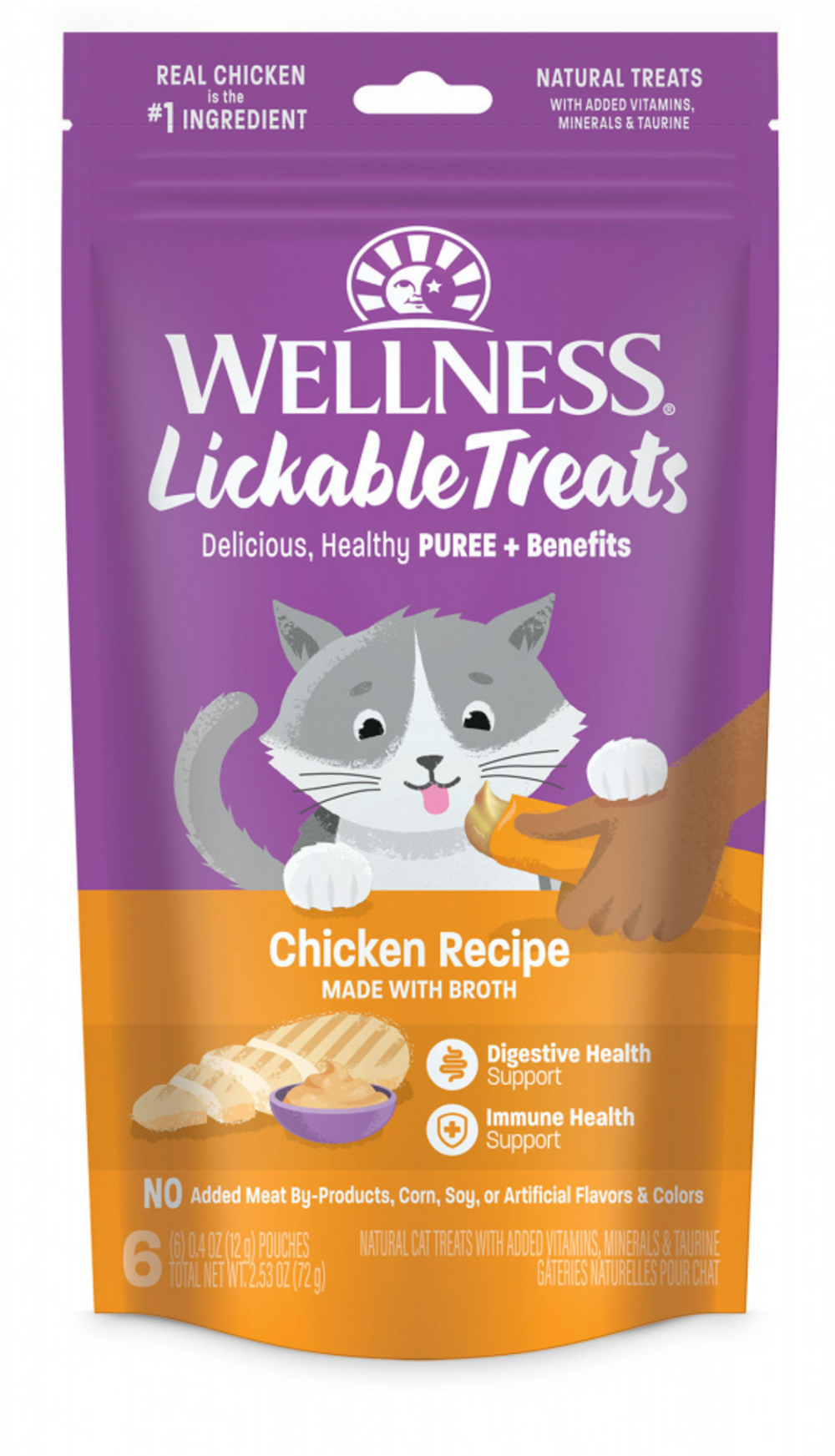 Wellness Lickable Treats Soft Puree Natural Grain Free Cat Treats Chicken