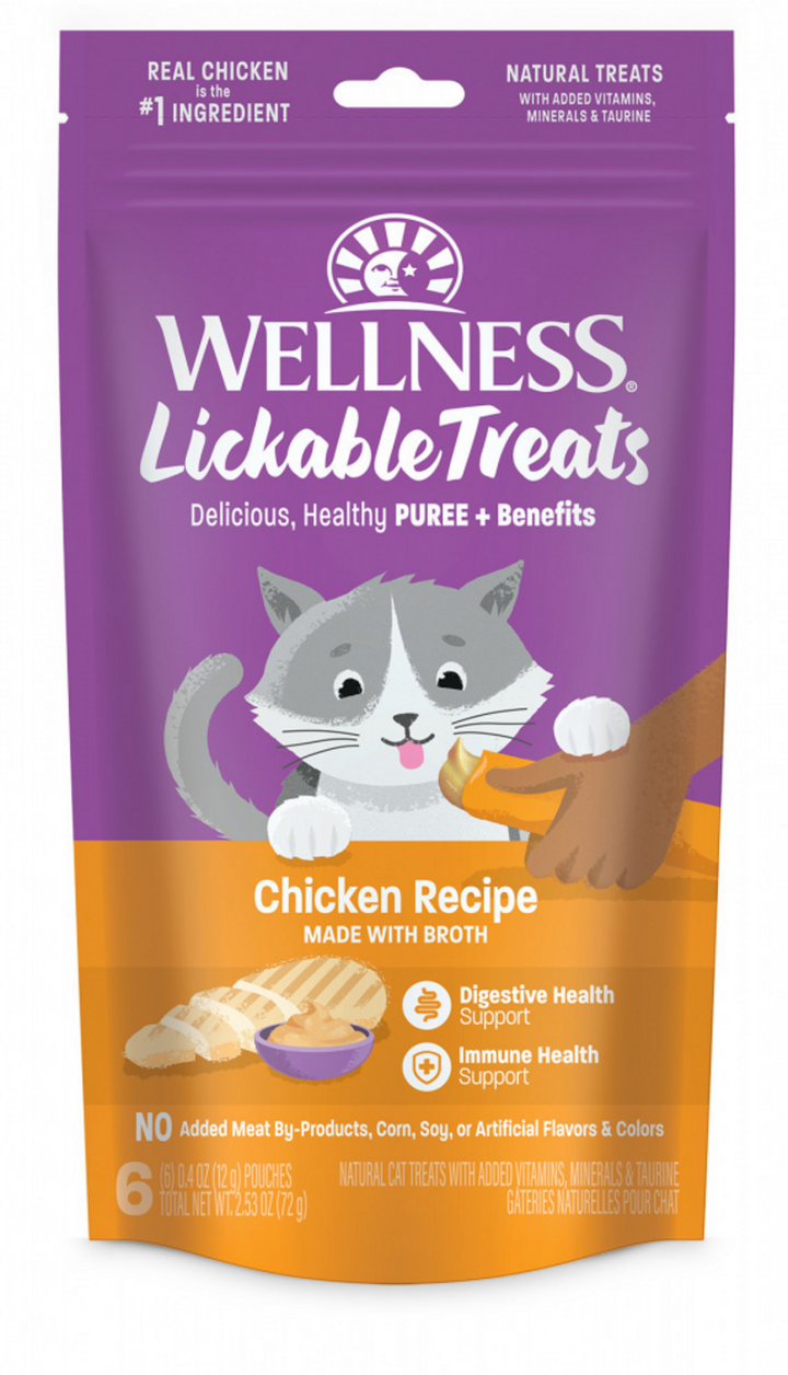 Wellness Lickable Treats Soft Puree Natural Grain Free Cat Treats Chicken