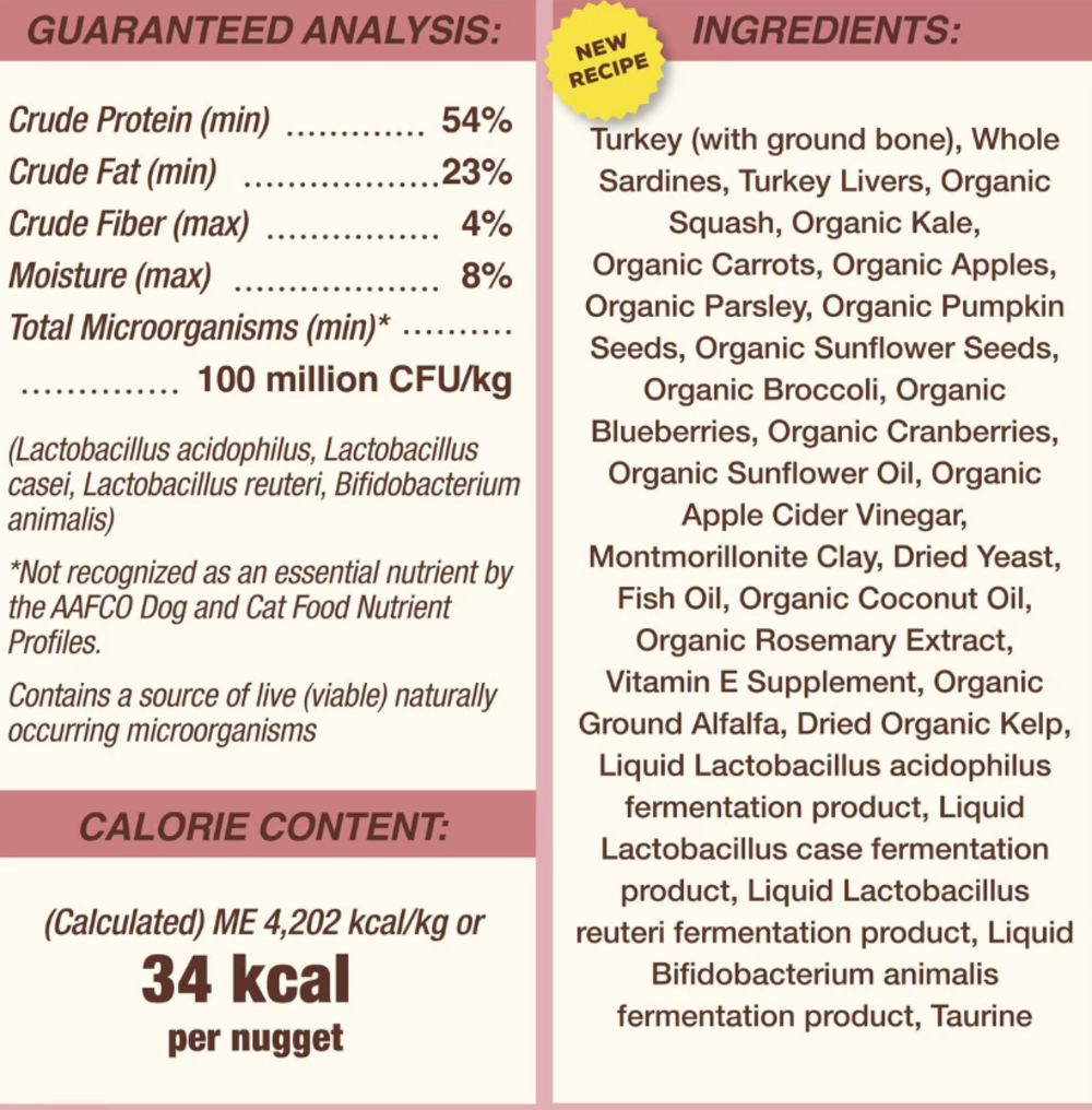 Primal Freeze Dried Nuggets Grain Free Turkey and Sardine Formula Dog Food