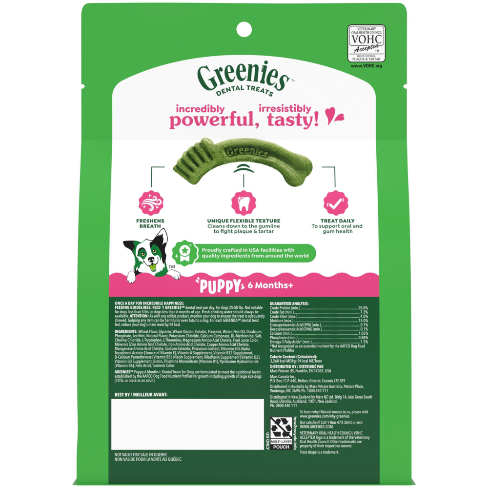 Greenies Natural Dental Puppy Treats Regular Size
