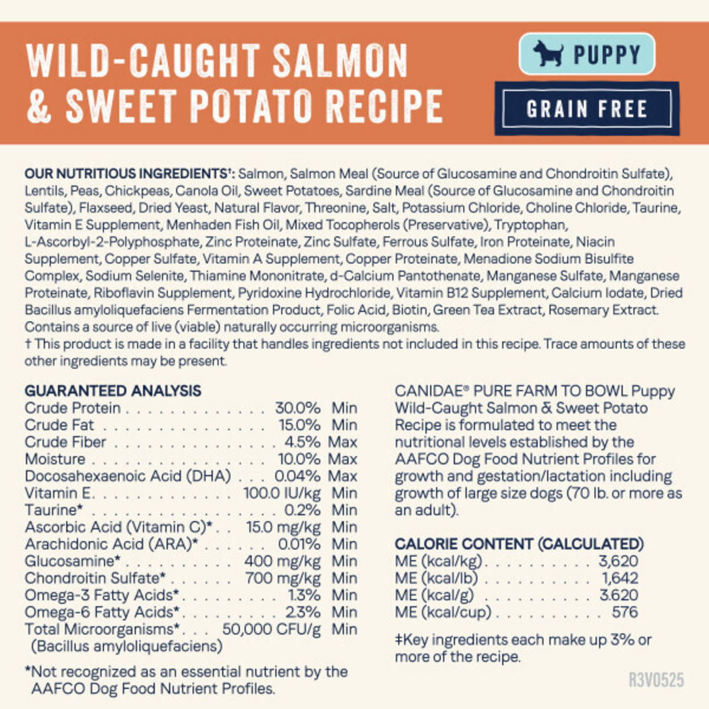 Canidae Pure Farm To Bowl Puppy Wild-Caught Salmon & Sweet Potato Recipe Dog Food
