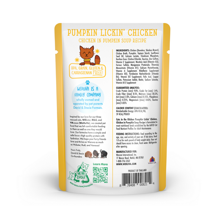 Weruva Cats In the Kitchen Pumpkin Lickin Chicken Pouches Wet Cat Food