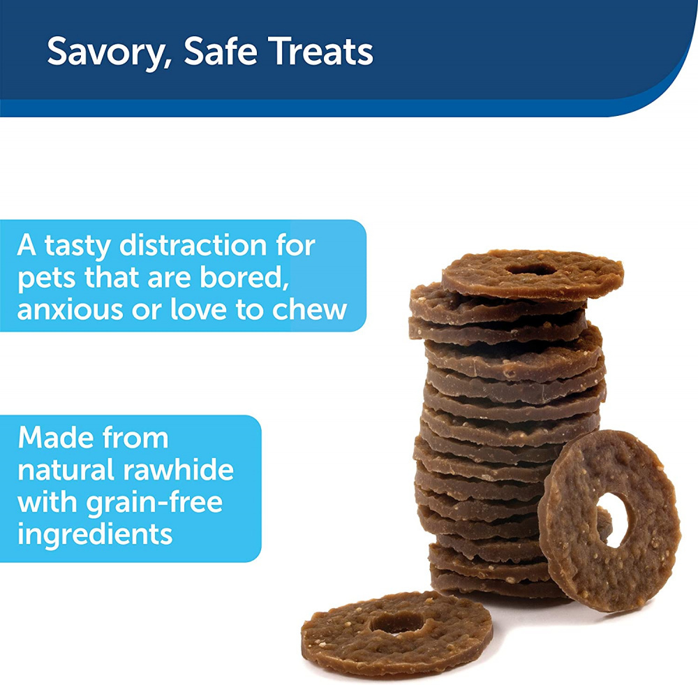 PetSafe Busy Buddy Natural Rawhide Peanut Butter Ring Treats Dog Toy Refill