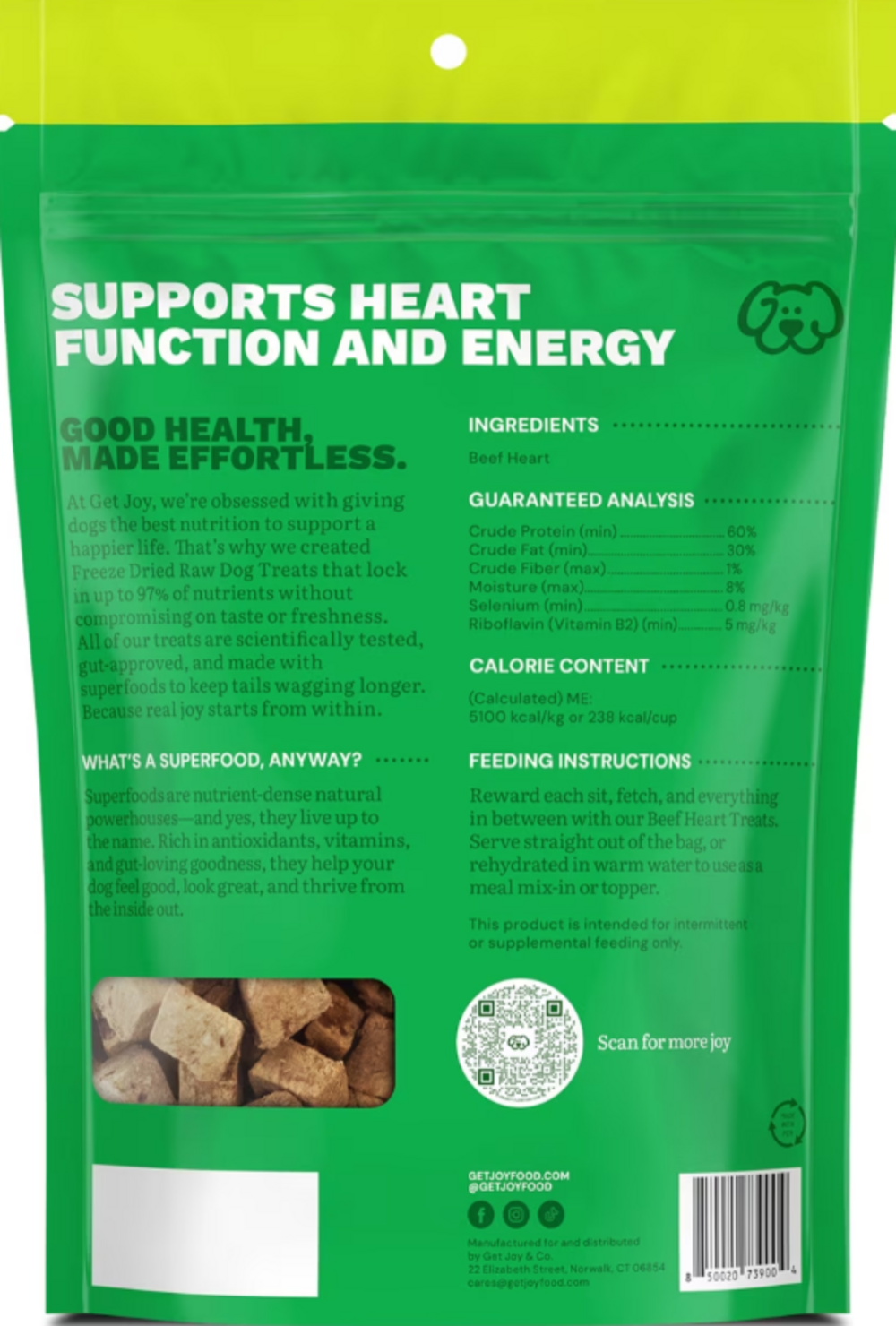Get Joy Endurance 100% Beef Heart Freeze Dried Dog Treats