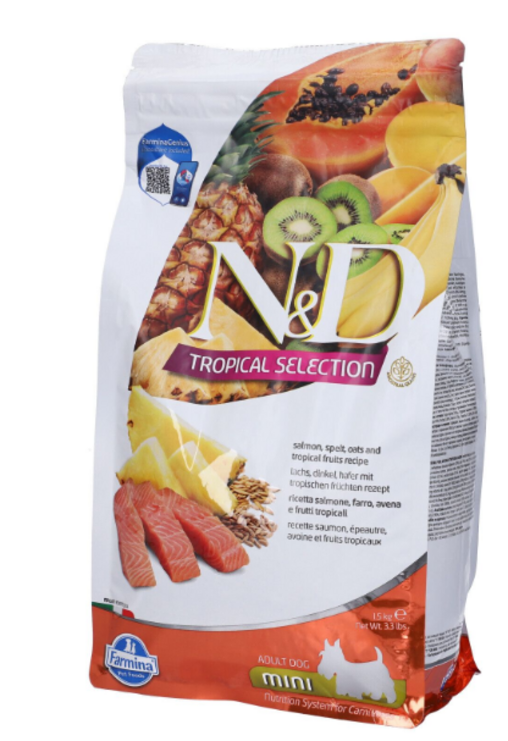 Farmina N&D Tropical Selection Canine Salmon, Spelt, Oats and Tropical Fruits Adult Mini Dry Dog Food