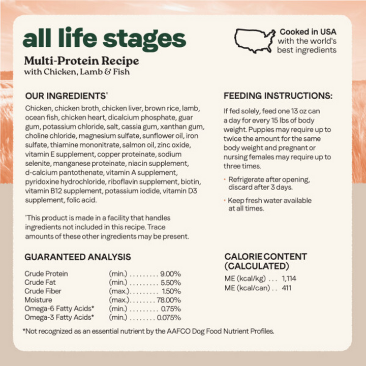 Canidae All Life Stages Wet Dog Food, Multi-Protein Formula with Chicken, Lamb & Fish, 13 oz.