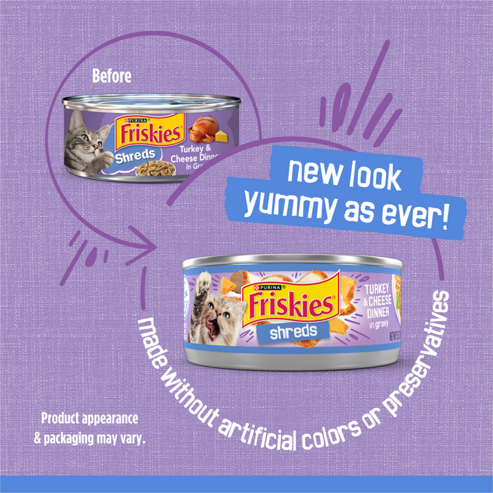 Friskies Savory Shreds Turkey And Cheese Wet Cat Food