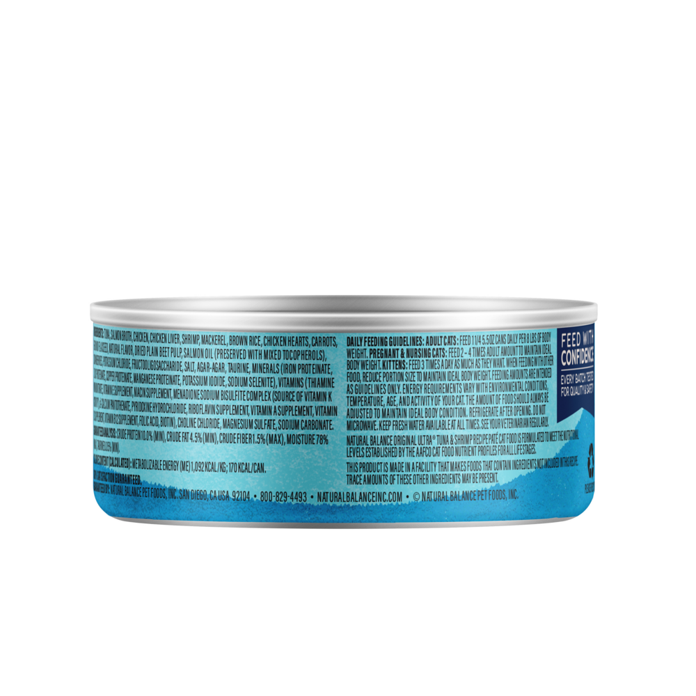 Natural Balance Original Ultra Wet Cat Food, Tuna & Shrimp Recipe