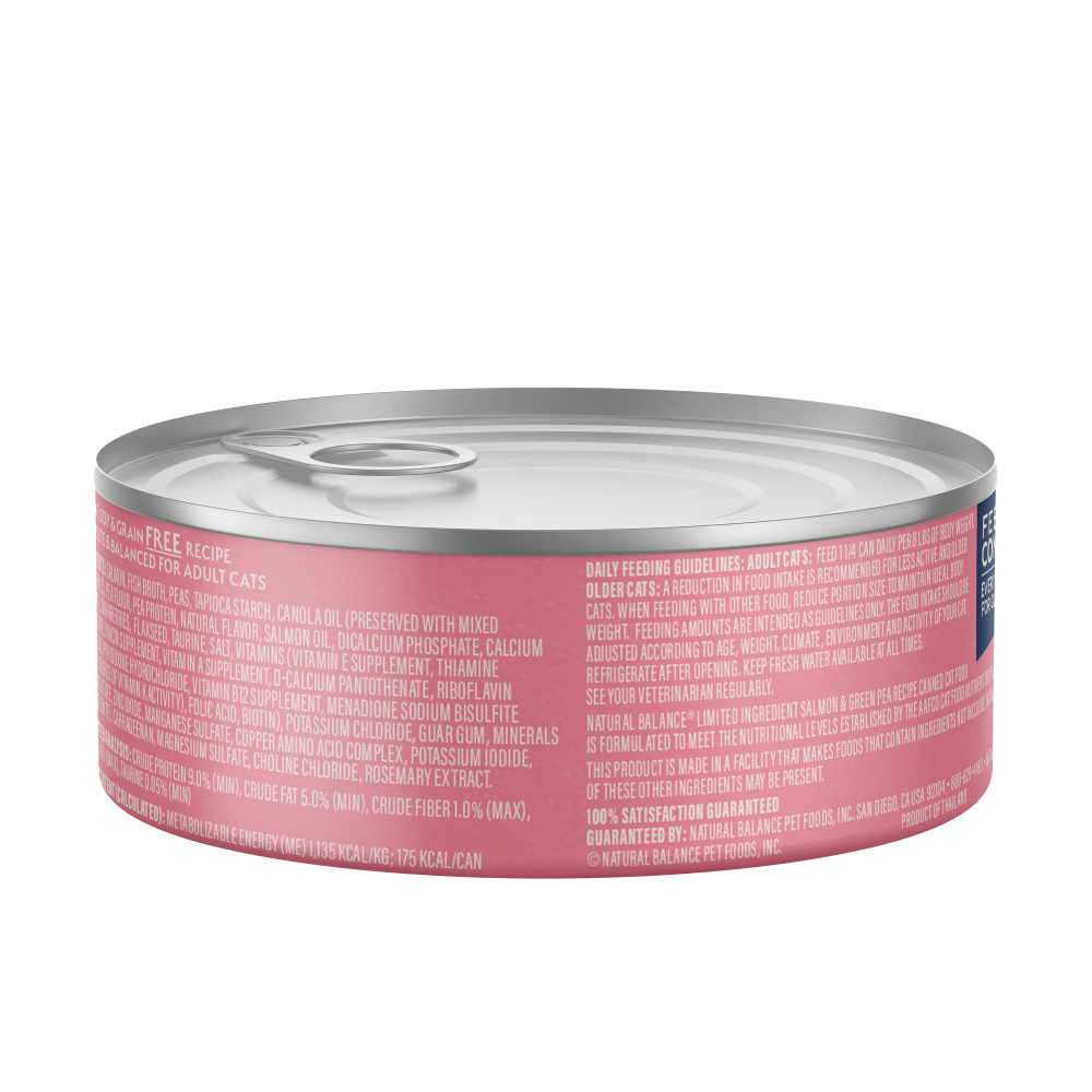 Natural Balance Limited Ingredient Wet Cat Food, Salmon & Green Pea Pate Recipe