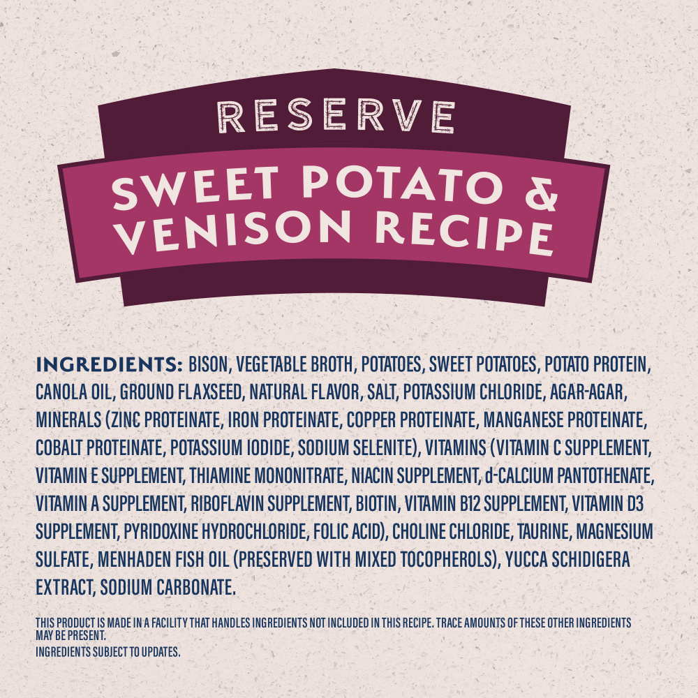 Natural Balance Limited Ingredient Reserve Wet Dog Food, Sweet Potato & Venison Recipe