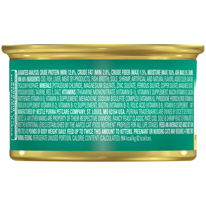 Fancy Feast Classic Pate Cod Sole and Shrimp Wet Cat Food