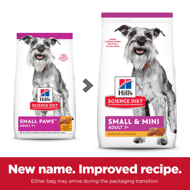 Hill's Science Diet Adult 7+ SM Paws Chicken Meal, Barley & Brown Rice Recipe Dog Food