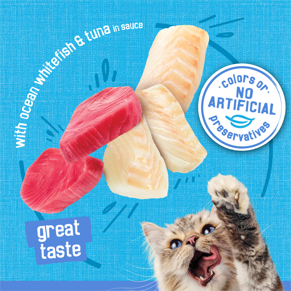 Friskies Savory Shreds Ocean Whitefish and Tuna Wet Cat Food