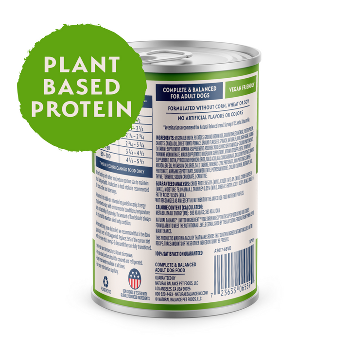 Natural Balance Limited Ingredient Wet Dog Food, Vegetarian Recipe