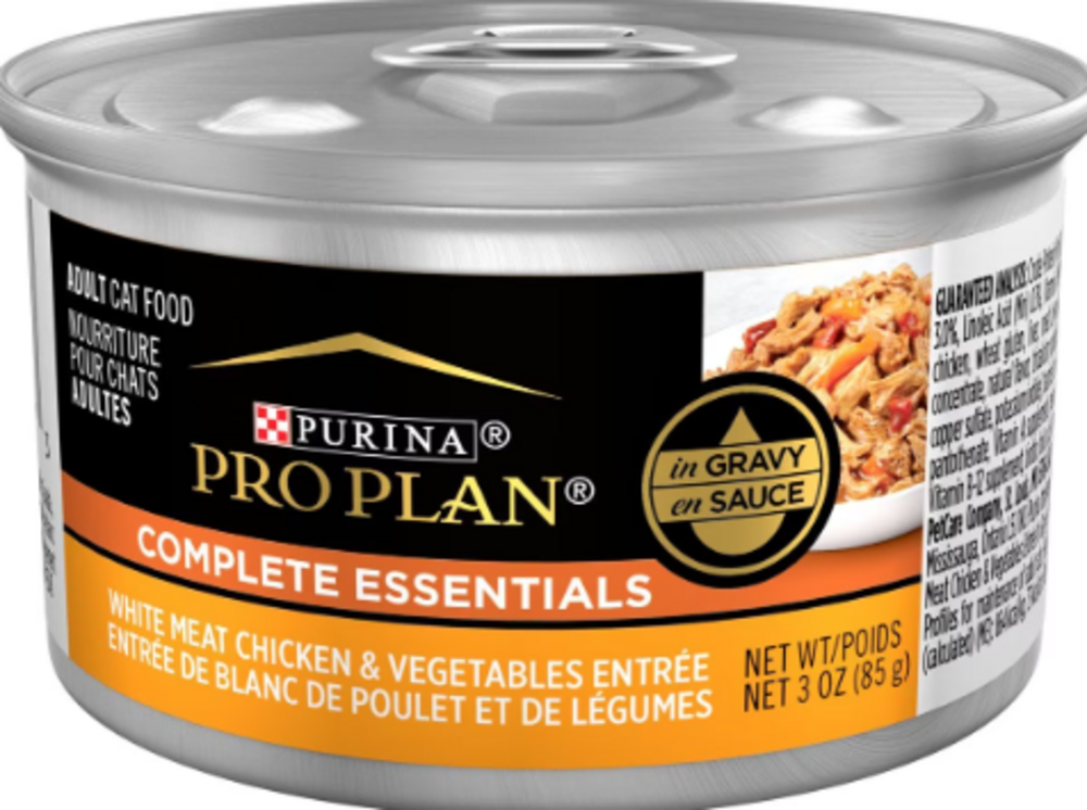 Purina Pro Plan Complete Essentials Adult White Chicken with Vegetables in Gravy Entree Canned Cat Food