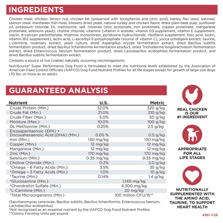 NutriSource Super Performance Chicken & Rice Dry Dog Food