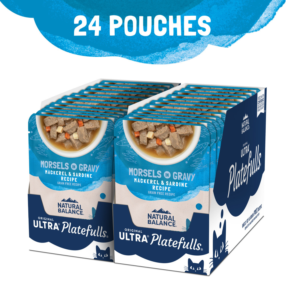 Natural Balance Original Ultra Platefulls Wet Cat Food, Mackerel & Sardine Morsels in Gravy Recipe