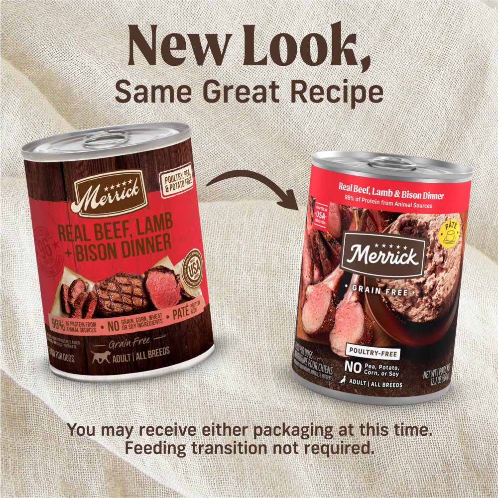 Merrick Grain Free 96% Real Beef, Lamb & Bison Canned Dog Food