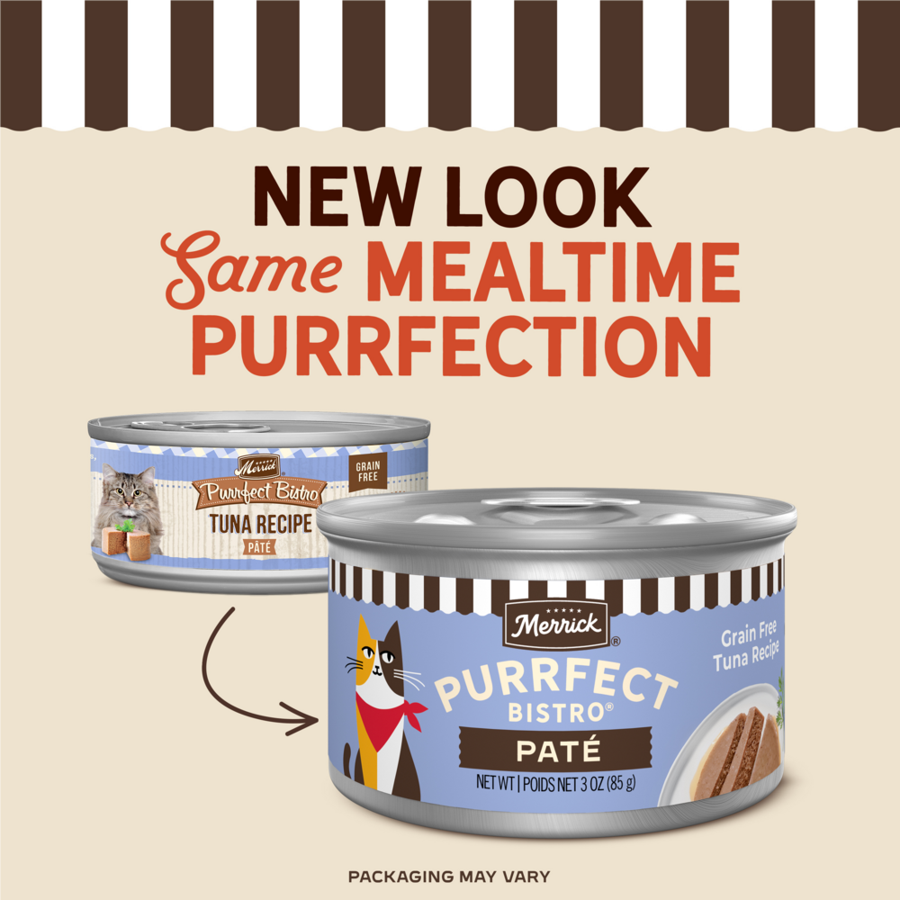 Merrick Purrfect Bistro Grain Free Premium Soft Canned Pate Adult Wet Cat Food, High Protein Tuna Recipe