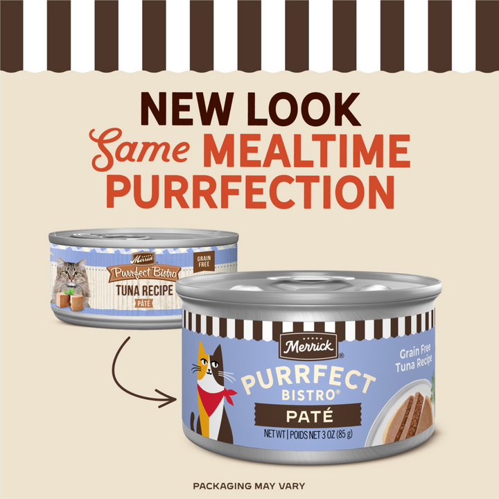 Merrick Purrfect Bistro Grain Free Premium Soft Canned Pate Adult Wet Cat Food, High Protein Tuna Recipe