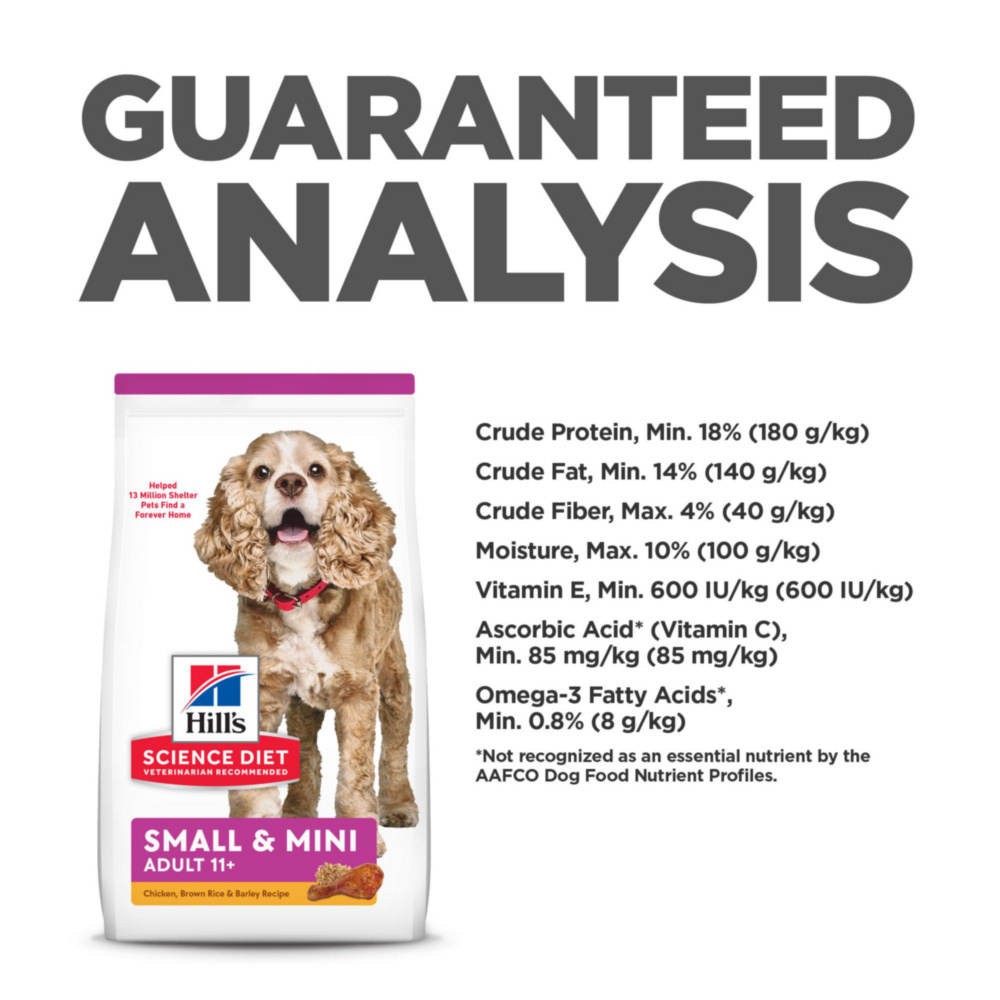 Hill's Science Diet Adult 11+ SM Paws Chicken Meal, Barley & Brown Rice Recipe Dry Dog Food