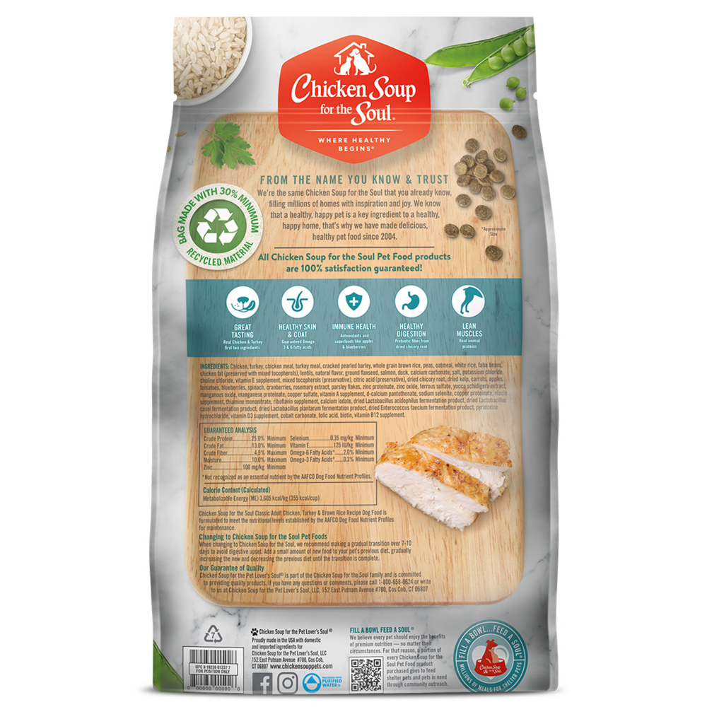 Chicken Soup For The Soul Chicken, Turkey & Brown Rice  Adult Recipe Dry Dog Food