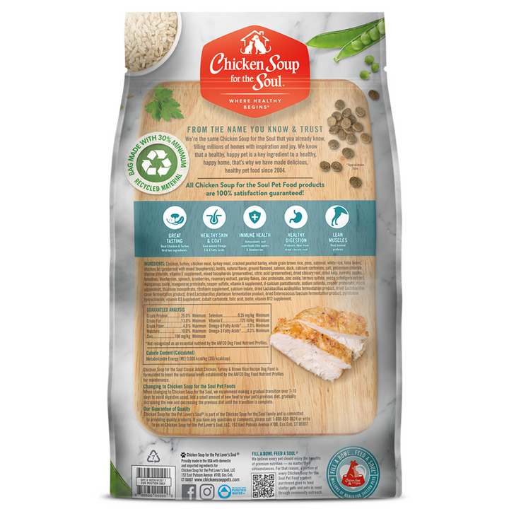 Chicken Soup For The Soul Chicken, Turkey & Brown Rice  Adult Recipe Dry Dog Food