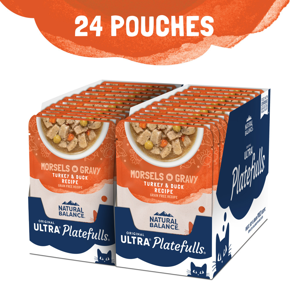 Natural Balance Original Ultra Platefulls Wet Cat Food, Turkey & Duck Morsels in Gravy Recipe