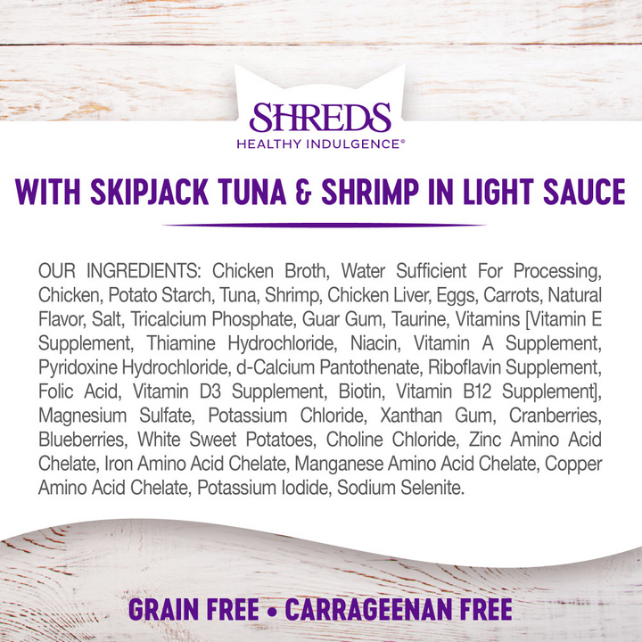 Wellness Healthy Indulgence Natural Grain Free Shreds with Tuna and Shrimp in Light Sauce Cat Food Pouch