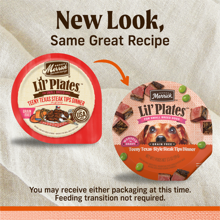Merrick Lil' Plates Small Breed Grain Free Teeny Texas Steak Tips Dog Food Tray