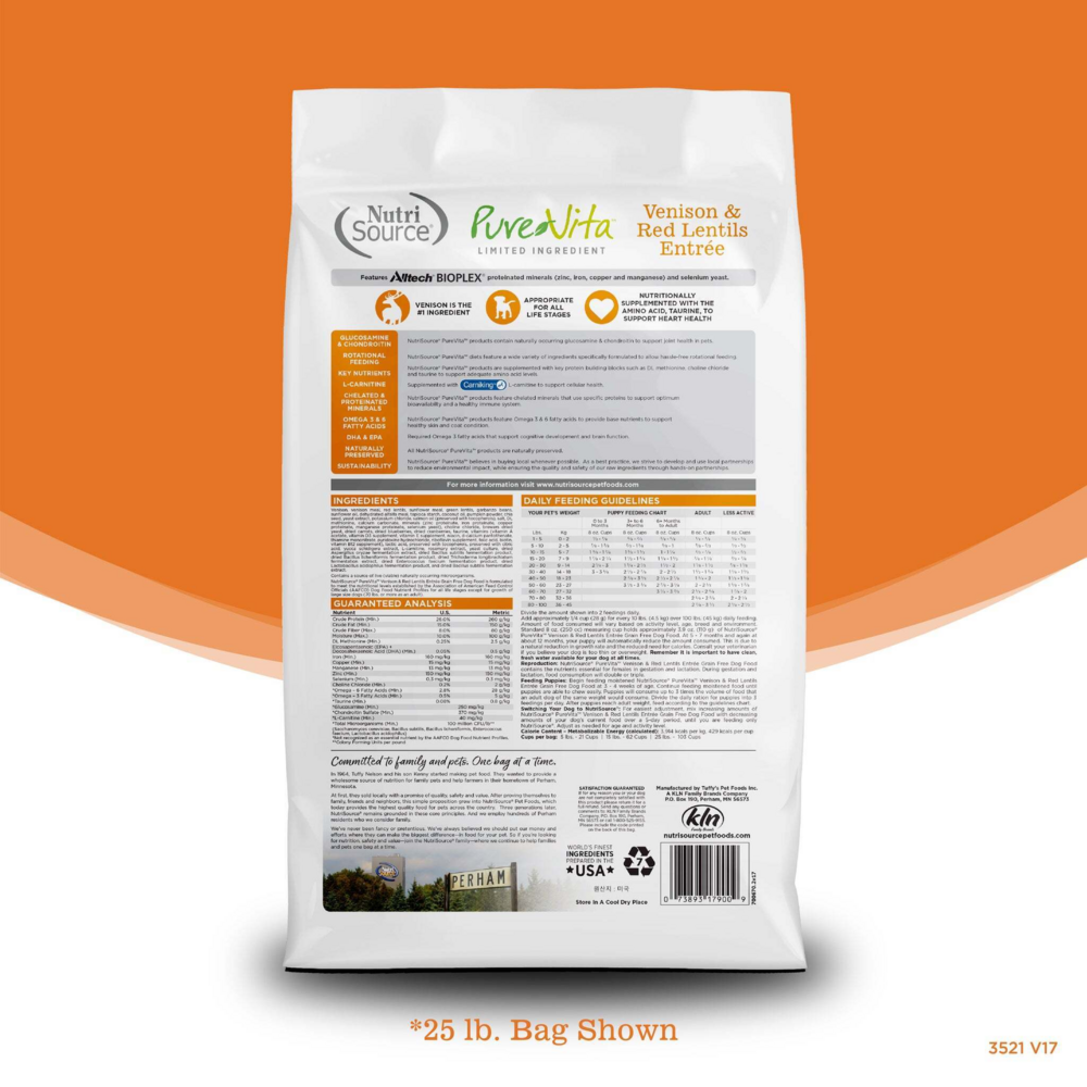 PureVita Grain Free Venison & Red Lentils Entree Dry Dog Food