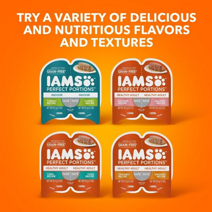 Iams Perfect Portions Healthy Adult Salmon Pate Wet Cat Food Tray