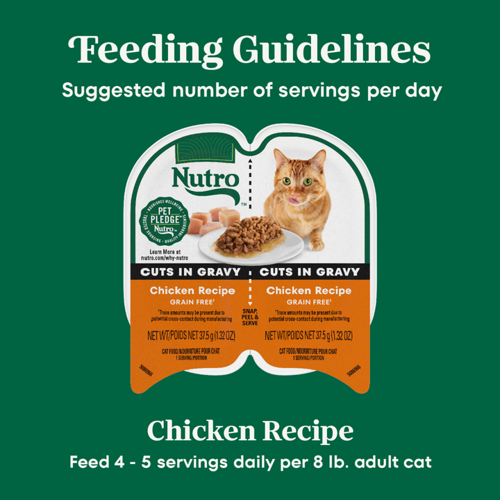 Nutro Perfect Portions Grain Free Cuts In Gravy Real Chicken Recipe Wet Cat Food Trays