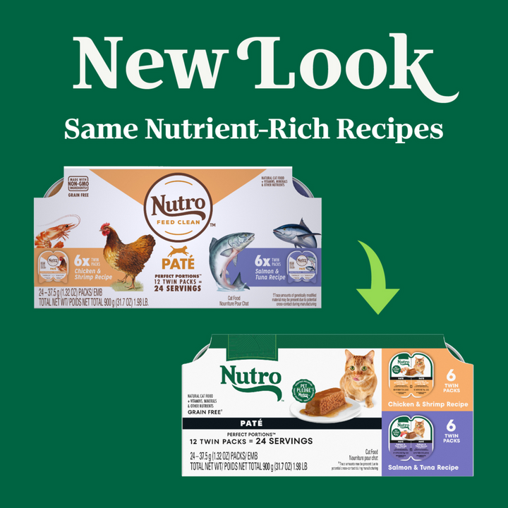 Nutro Perfect Portions Grain Free Salmon & Tuna and Chicken & Shrimp Pate Wet Cat Food Tray Variety Pack