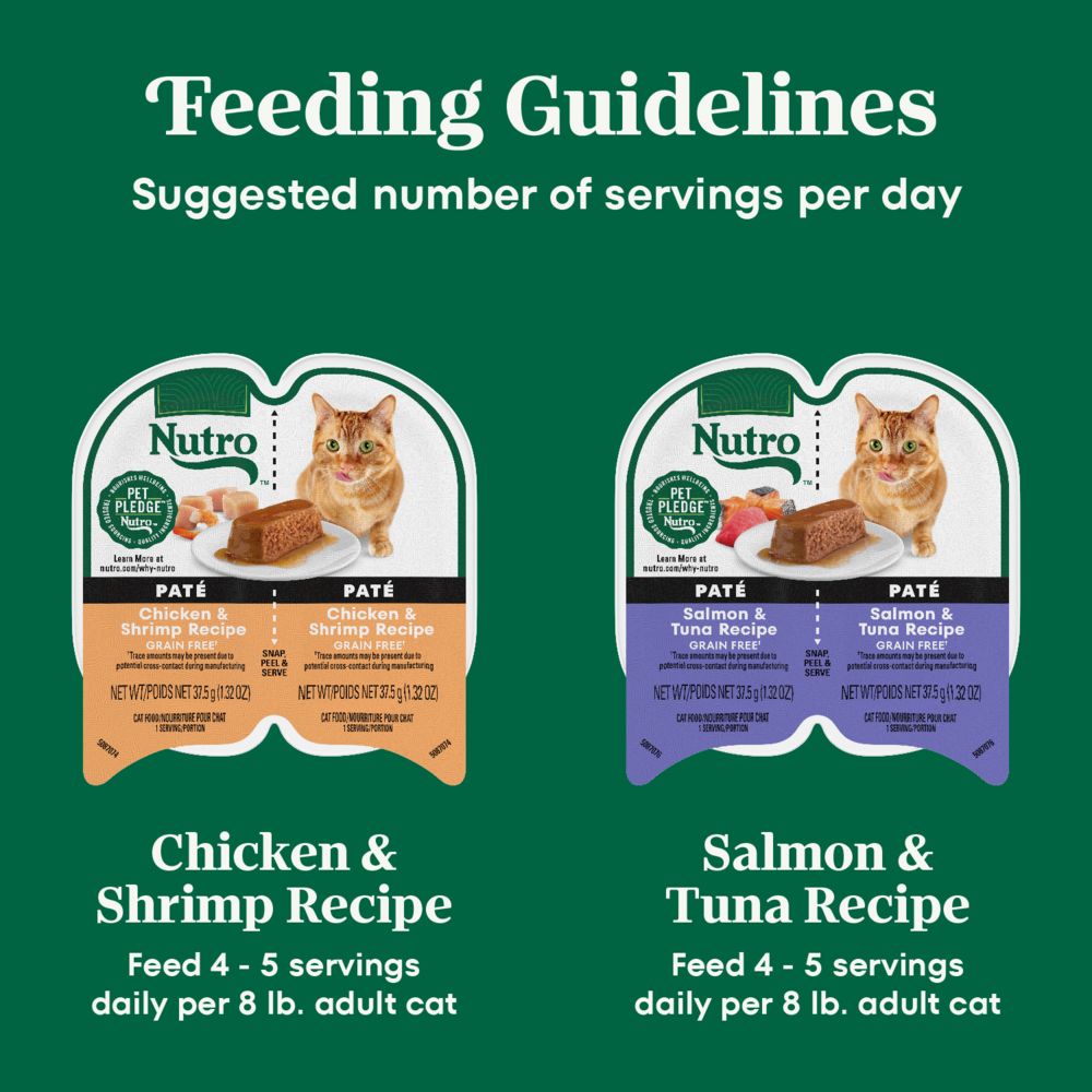 Nutro Perfect Portions Grain Free Salmon & Tuna and Chicken & Shrimp Pate Wet Cat Food Tray Variety Pack