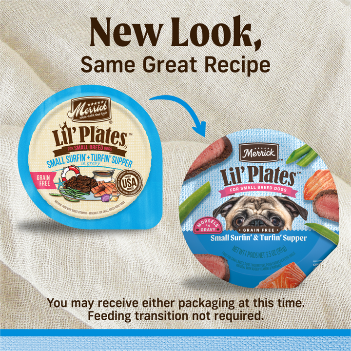 Merrick Lil' Plates Grain Free Surfin & Turfin Supper in Gravy Dog Food Tray