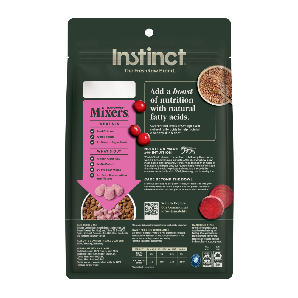 Instinct Raw Boost Mixers Grain Free Skin & Coat Health Freeze Dried Raw Dog Food Topper