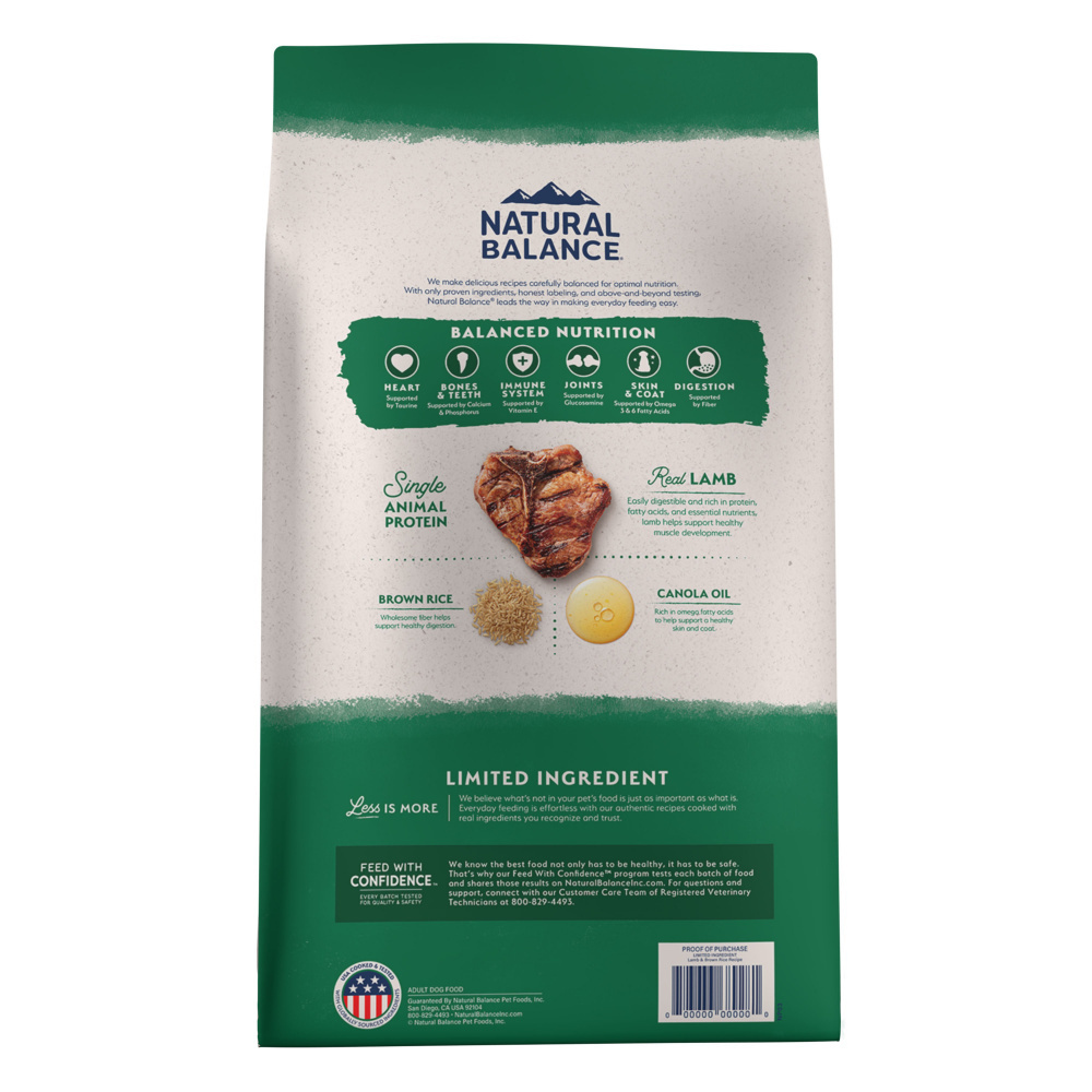 Natural Balance Limited Ingredient Dry Dog Food, Lamb & Brown Rice Recipe